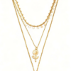 Dainty Layered Flower Heart Pendant Necklace & Ball Earring Set