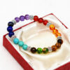 Natural silver stone agate tiger bracelet with seven chakra stones