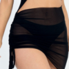 Mesh Crisscross Tie Open Back Ruched Drawstring Dress